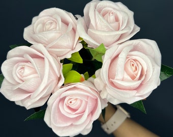 20" Soft Pink Real Touch Roses, Premium Artificial Flowers. Elevate Your Wedding, Home, and Kitchen Decor