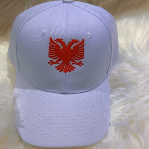 Hat unisex white with Albania eagle