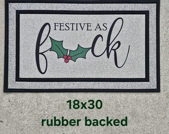 Felpudo navideño de Hanukkah, muy divertido, resistente, de goma, antideslizante, de 18 x 30 cm, para fiestas navideñas