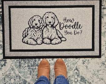 Crazy Dogs Live Here How Doodle You Do Door Mat Heavy Duty No Peeling or Mess Rubber No Slip Back 18x30 Doormat