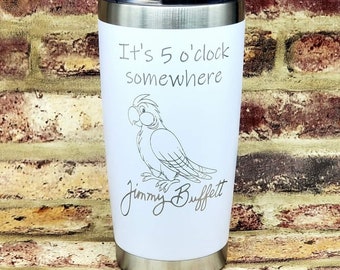 Son las 5 en punto en algún lugar Vaso aislado grabado con láser Jimmy Buffett Beach Party Cup 11oz es vino sin tallo