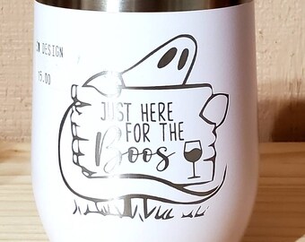 Aquí para los Boos, divertida taza de fantasma de Halloween, vaso grabado con láser, fiesta de otoño, día de brujas, equipo Boo, viaje de chicas, despedida de soltera