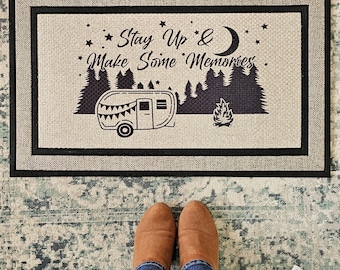 Felpudo de bienvenida divertido para acampar de Dave Matthews de DMB, para uso intensivo, que no se pela ni ensucia, de goma, antideslizante, parte trasera de 18 x 30