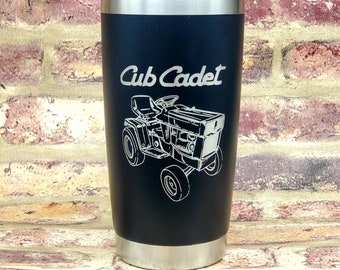 Cub Cadet  Engraved Tumbler Cup Mowers Tractors READ size descriptions and look at photos