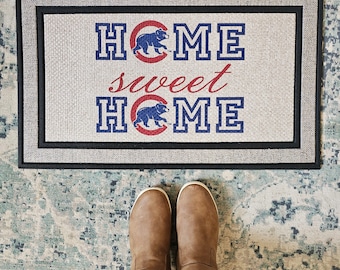 Chicago Cubs Door Mat with Name Heavy Duty No Peeling or Mess Rubber No Slip Back 18x30