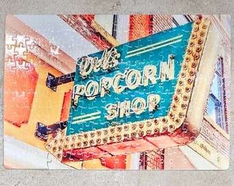 Rompecabezas del centro histórico de Decatur, Illinois, con palomitas de maíz de Del