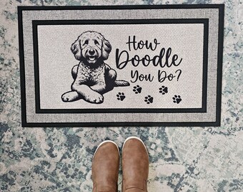 Bienvenido Cómo Doodle You Do Dog Alfombra resistente para perros que no se pela ni ensucia, de goma, antideslizante, parte trasera de 18 x 30