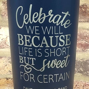DMB Dave Matthews Band Laser Engraved Tumbler Cup Two Step 12oz is wine size, 20oz is standard, 30oz is large