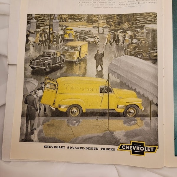 Lot 4 Vintage Ads Chevrolet Trucks, US Royal Golf Balls General Electric Refrigerators American Cyanamid Company May 1951 Saturday Evening