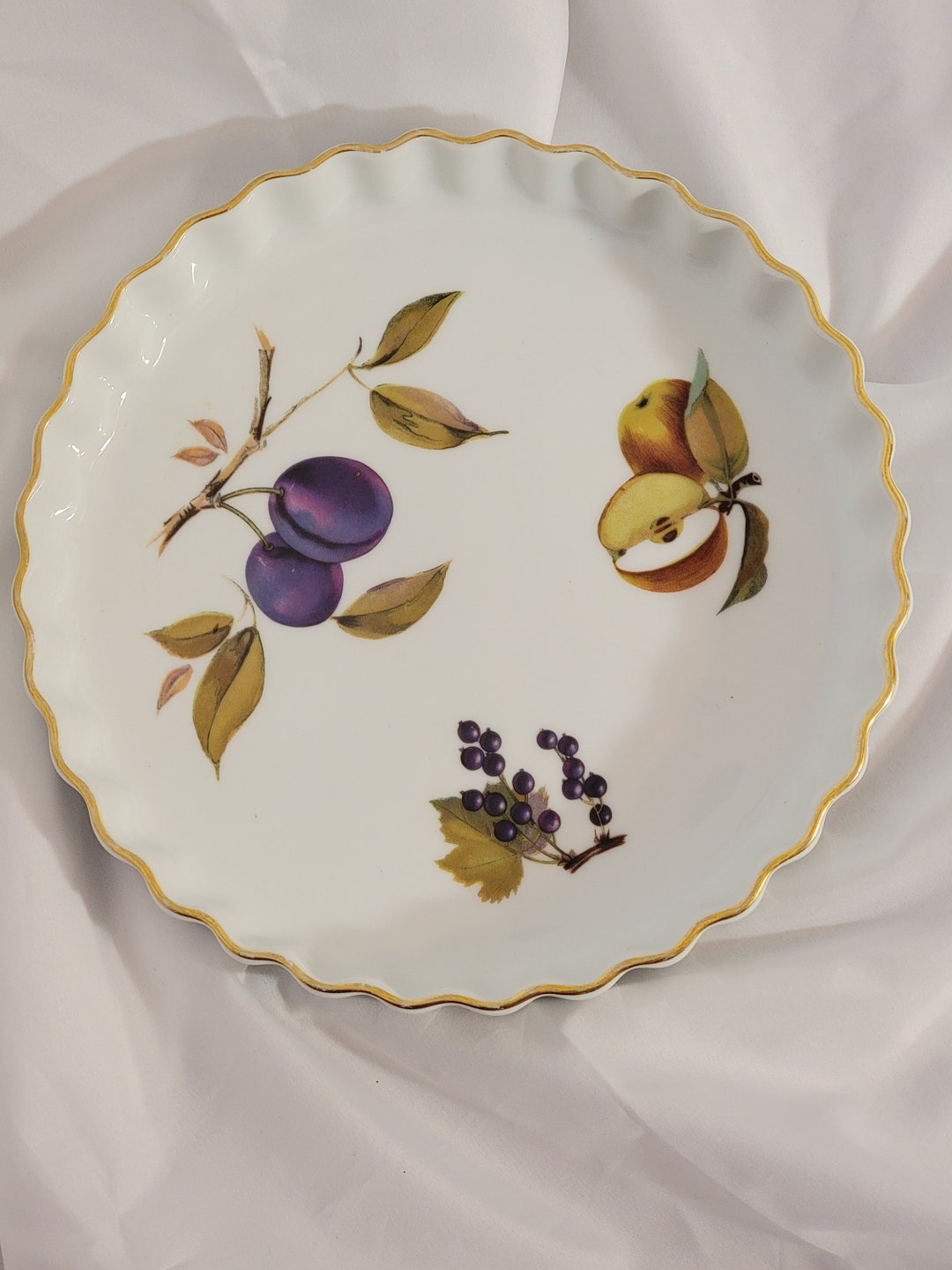 Vintage Royal Worcester 9 Inch Fluted Gold Trim Flan Quiche Etsy