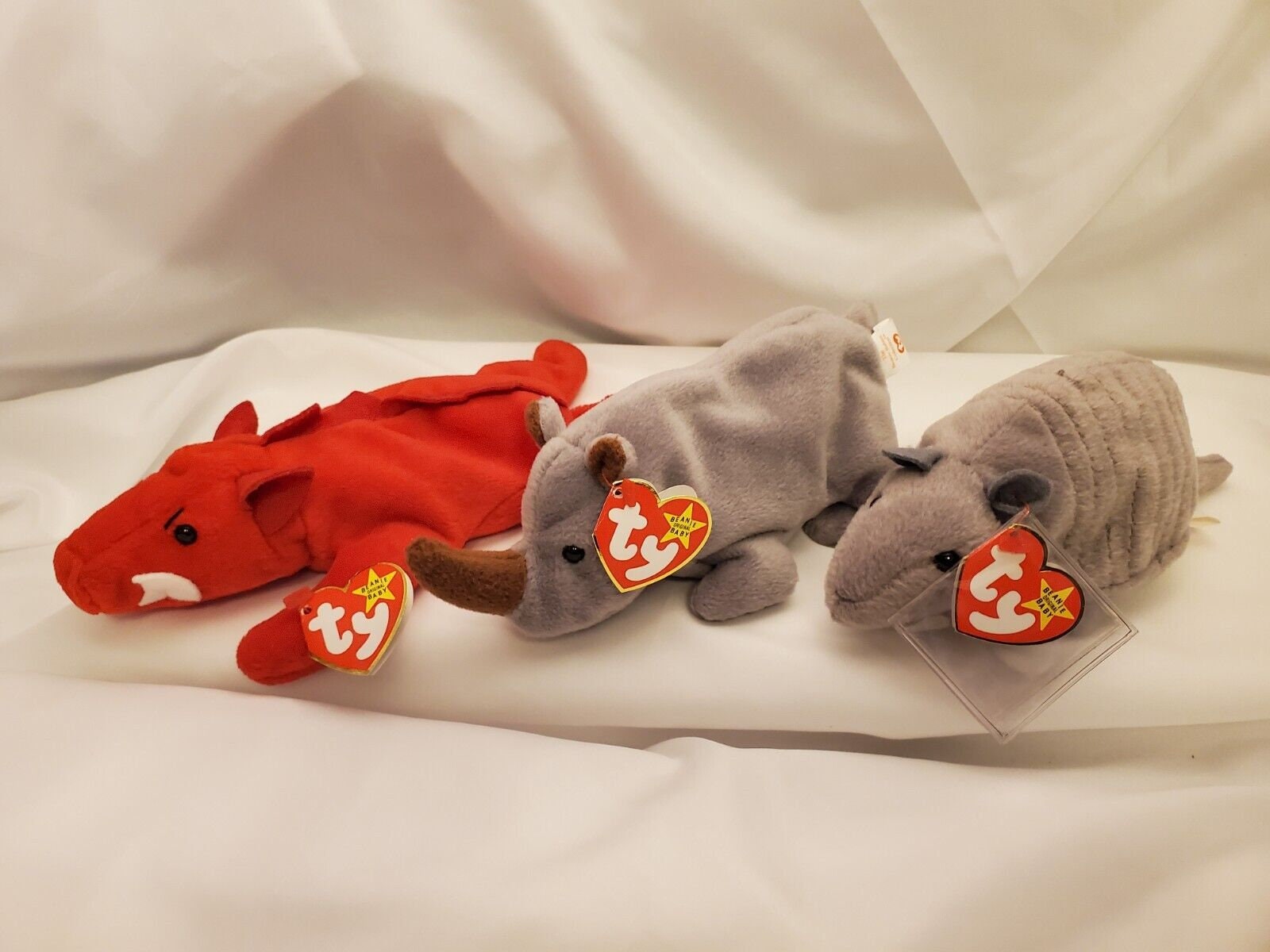 Lot 3 TY Beanie Baby Spike 4060 3rd Gen Grunt 4092 RARE