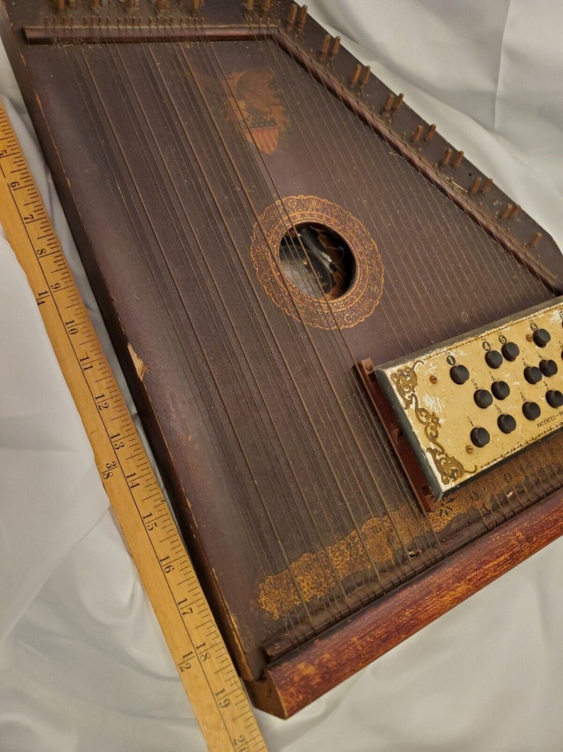 Antique American Mandolin Harp Zither Style B Mfg International Music