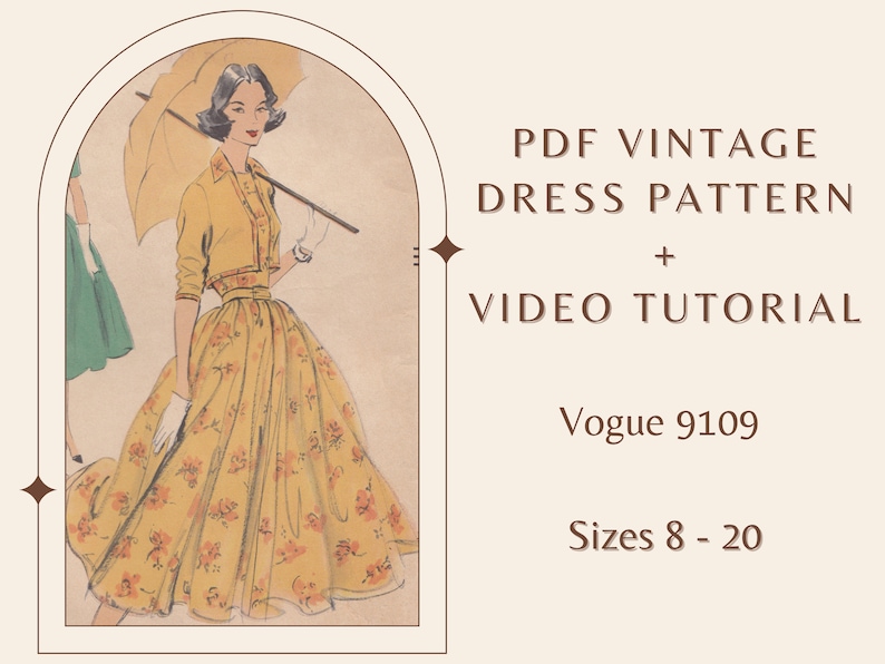 Vintage Dress Sewing Pattern PDF Sewing Pattern Video Etsy