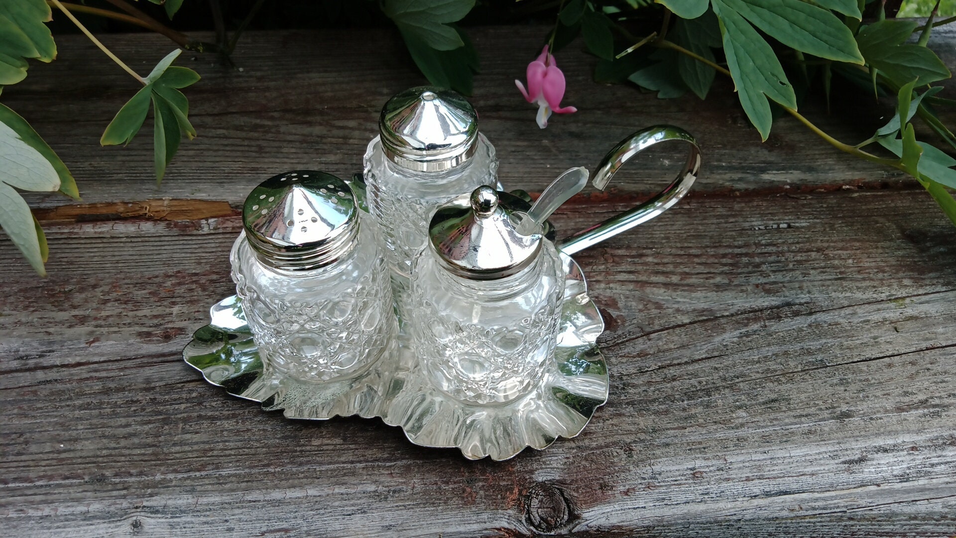 Vintage Mayell EP Silver on Stainless Steel Cruet Set Salt and Pepper