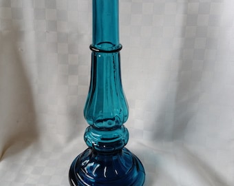 Vintage Mid Century Brilliant Blue Glass Decanter/Vase