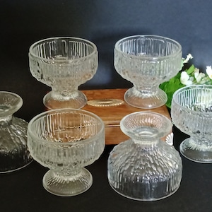 Indiana Glass Crystal Ice Textured Tree Bark Champagne/Sherbet Glasses Set of 6