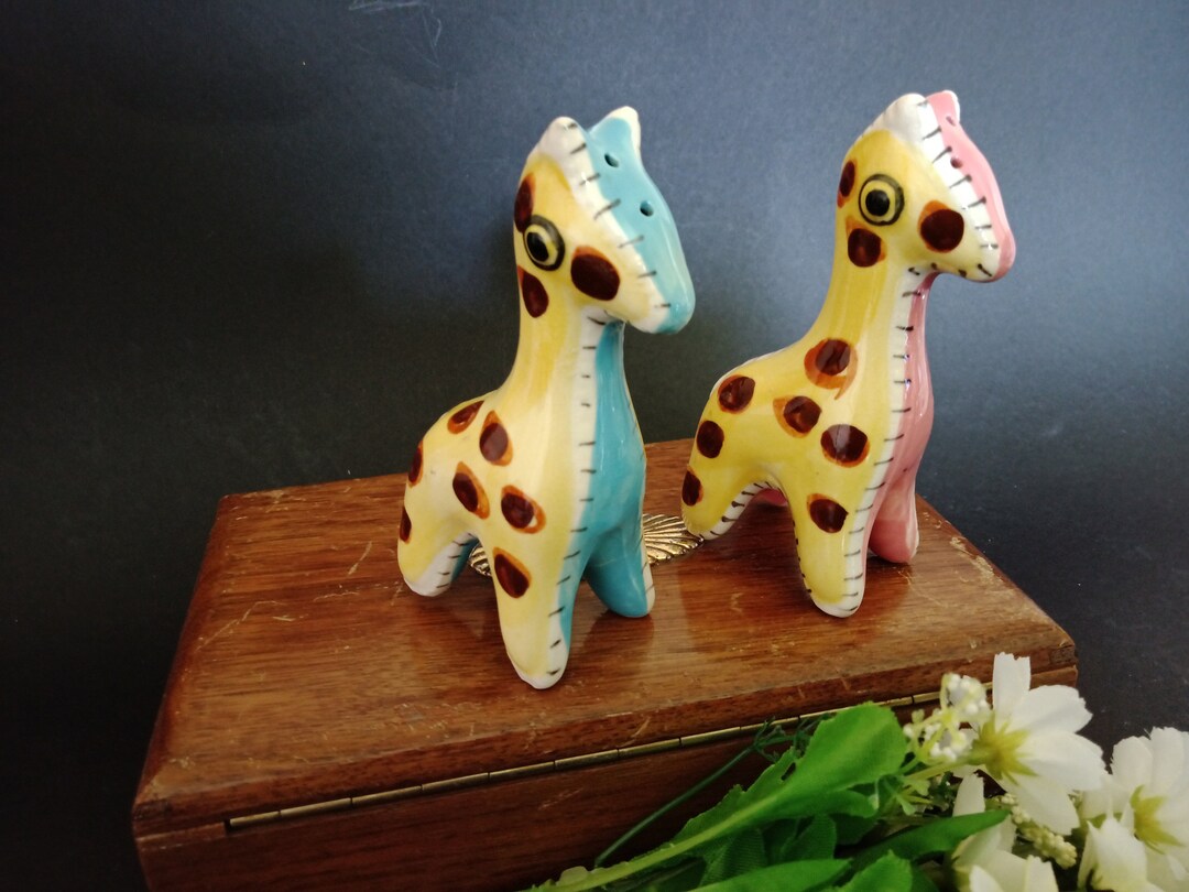 Vintage Napco Stuffed Giraffe Salt and Pepper Shakers Etsy