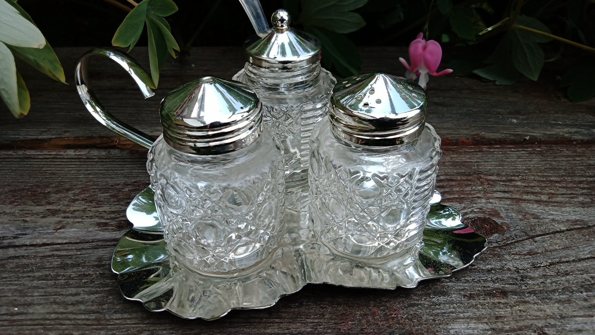Vintage Mayell EP Silver on Stainless Steel Cruet Set Salt and Pepper
