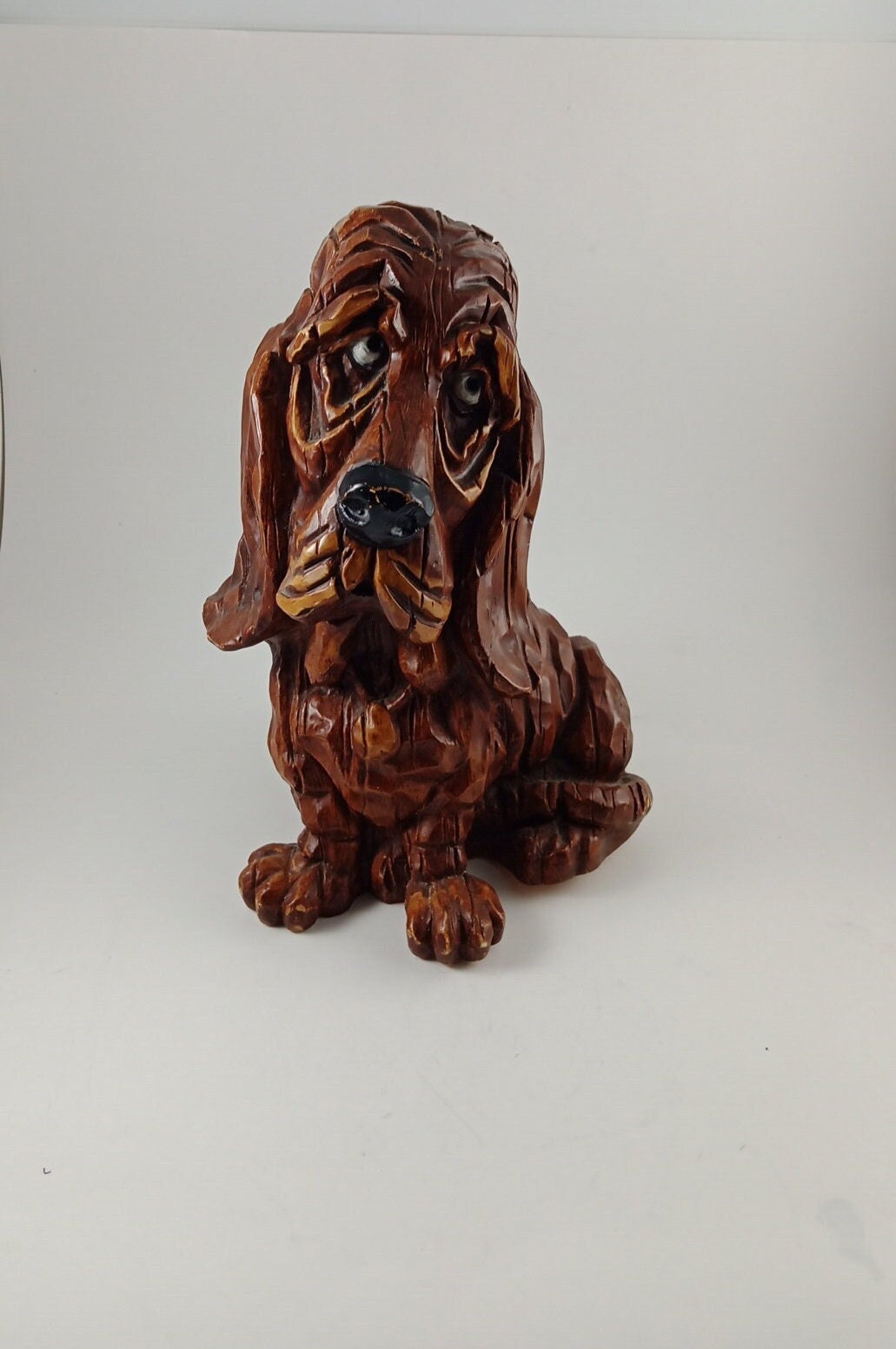 Vintage 1972 Girotti Sculptured Art Sad Basset Hound Dog Crying