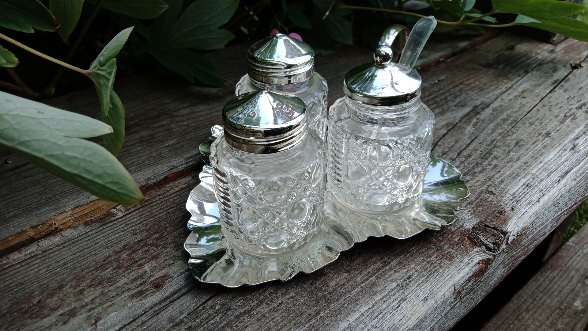 Vintage Mayell EP Silver on Stainless Steel Cruet Set Salt and Pepper