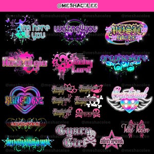Custom Chrome Logo Design for Streetwear, Brands, Lashes, Branding, Mcbling, Gyaru, Youtube, Y2K, 2000s, Nostalgia, Banners by @meshacolee