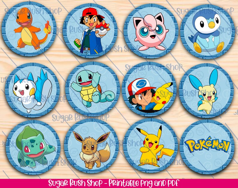 Pokemon Cupcakes Toppers Printable Pokemon Pikachu Toppers Etsy UK