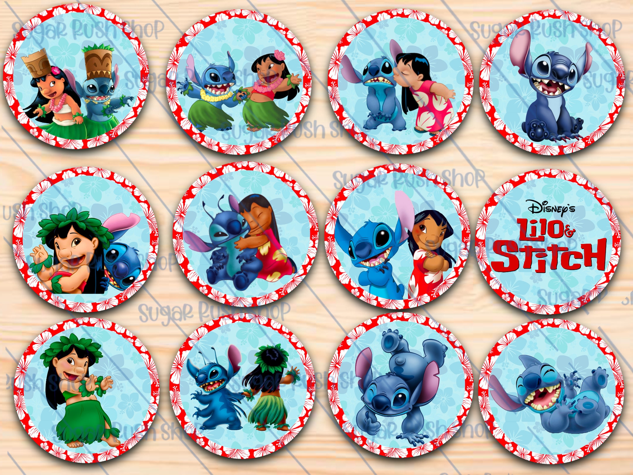 Lilo and Stitch Cupcake Toppers Lilo and Stitch Stickers Lilo and Stitch  Party Favors Lilo and Stitch Party Printables 100613 