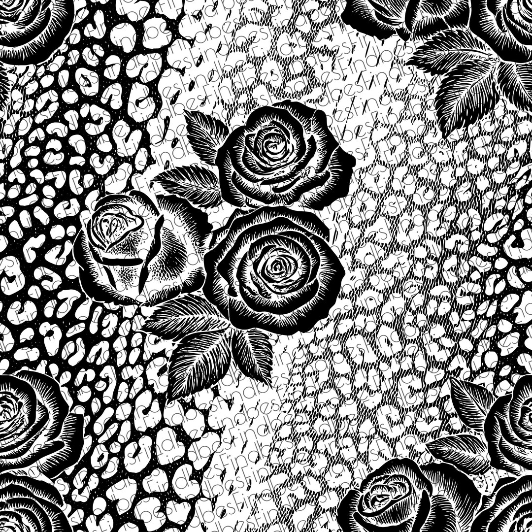 Leopard Rose Digital Draw (SVG, JPG , PNG , Json) Floral Drawing ...