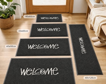 Black Door Mat Letter Entryway Welcome Mat 60x80 cm