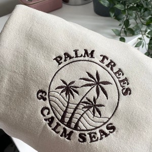 Palm Trees & Calm Seas - Unisex Embroidered Sweatshirt - Vintage Style