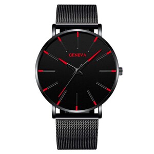 GENEVA Red Roman Scale Mesh Strap Watch for Men image 2