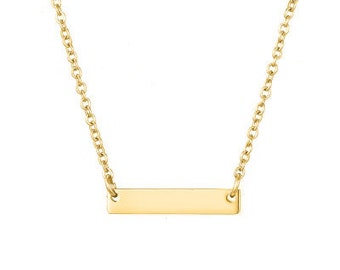 Dainty Golden Silver Bar Necklace