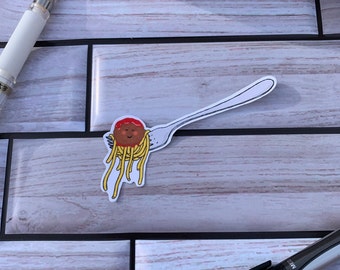 Water Resistant Spaghetti Fork die cut sticker, glossy vinyl. Best gift, scrapbooking and planner. Gifts for teens or stocking stuffer.