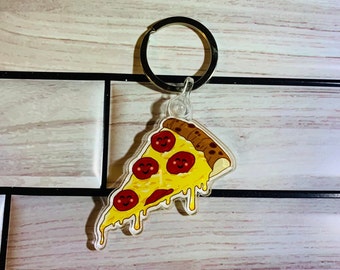 Pizza Keychain | Hand Drawn Design | Gifts for Kids | Holiday Gift | Back to School | Birthday Gift | Backpack Accessory | Key Accessory