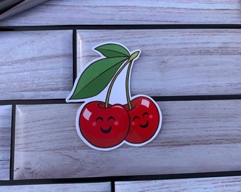 Water Resistant Cherry die cut sticker, glossy vinyl. Best gift, scrapbooking and planner. Gifts for teens and kids or stocking stuffer.