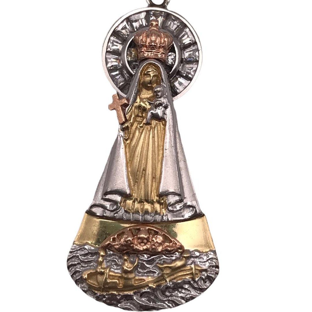 14K Tricolor Gold Pendant Our Lady of Charity La Virgen De La Caridad 2 ...