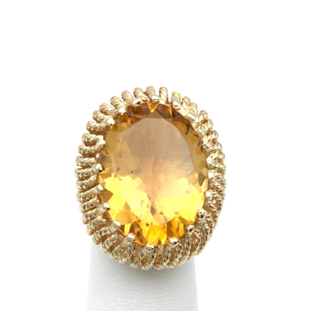 Vintage 14K Yellow Gold Women's Ring With Large Citrine Stone Size 5 - Etsy