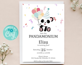 Printable Panda Birthday Invitation - Etsy