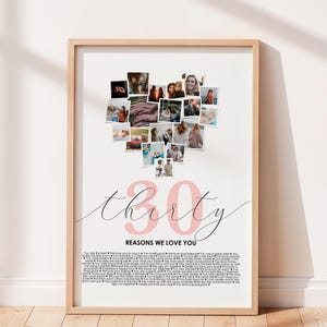 30 Reasons We Love You, Custom 30th Birthday Gift, Custom Gift, 30th Birthday Gifts For Women and Men, Printable Gift