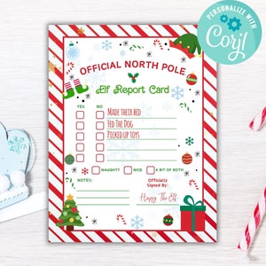 Pagella modificabile dell'elfo, rapporto di buona condotta dell'elfo, lettera dal tuo elfo, accessori stampabili per elfi