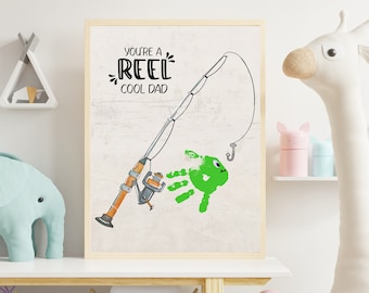 Je bent een Reel Cool Dad, Fish Handprint Art, Handprint Art, Dad Birthday Gift, Father's Day Gift, Kids Art, Gift From Kids