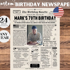 Zeitungs-Plakat zum 70. Geburtstag, Geschenk zum 70. Geburtstag für Männer oder Frauen, zum 1954-Geburtstag, vor 70 Jahren, 1955