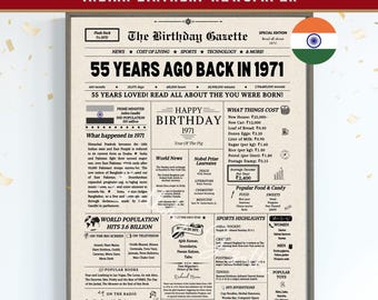 Back in 1971 India 51st Birthday Newspaper Poster, 1971 Birth Year Facts & Highlights, Indian Edition, Instant Download