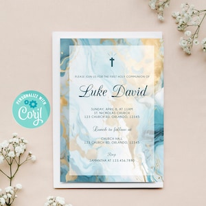 First Holy Communion Invitation, Event Invitation, Editable Invitations Template