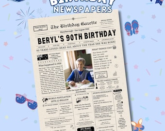 90-årsdag Australien Tidning Personlig, Dagen du föddes Tidning Australien, 90-årspresent för män eller kvinnor