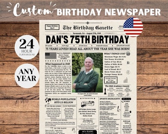 75th Birthday Newspaper Sign Back in 1949 Poster, Gift for Men and Women, 1949 Birthday Poster, 75 years ago back in 1949