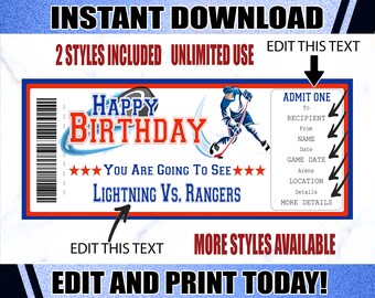 Hockey Game Ticket, Hockey Ticket, Printable Hockey Ticket, Editable Hockey Ticket