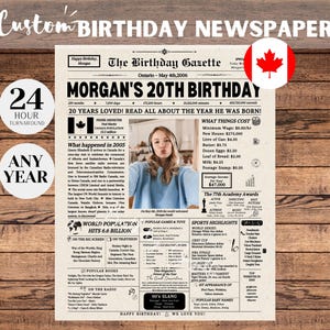 Journal du 20e anniversaire CANADA, décorations de 20e anniversaire, cadeau de 20e anniversaire pour lui ou elle, signe de retour en 2005, cadeaux personnalisés pour l'année de naissance