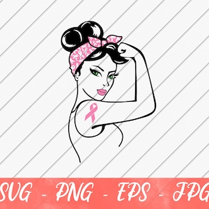 Cáncer de mama SVG fuerte, SVG sobreviviente, cinta de cáncer, archivo SVG para Cricut o Silhouette, descarga digital