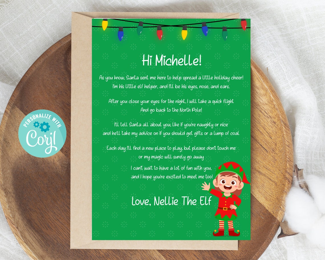 Editable Elf Arrival Letter Elf Letter Personalized Etsy